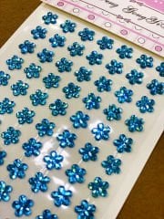 Kristal Çiçek Taş Mavi Sticker Yapışkanlı 84 Adet