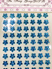 Kristal Çiçek Taş Mavi Sticker Yapışkanlı 84 Adet