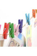 Karışık Renk Ahşap Minik Renkli Mandal Fotoğraf Asmalık Dekoratif Kağıt Tutucu Mini Mandal 25 Adet