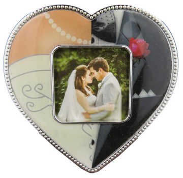 Çerçeve Gelin Damat Kalpli Magnet