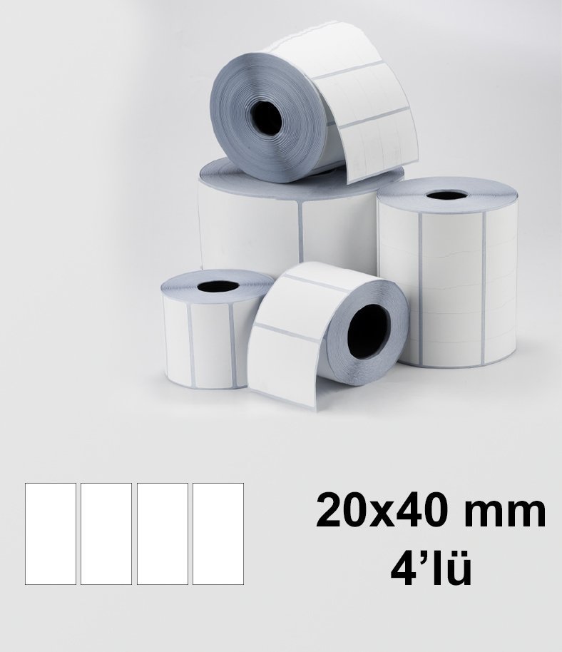 Tanex 20x40 mm Eco Termal Etiket 4'lü 25mm Çap 4000'li