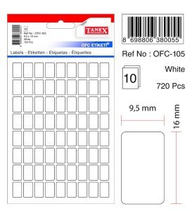 Tanex Ofis Etiketi Ofc-105 9.5x16 MM Beyaz