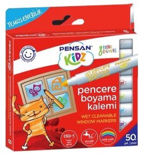 Pensan Temizlenebilir Pencere Boyama Kalemi 8'li