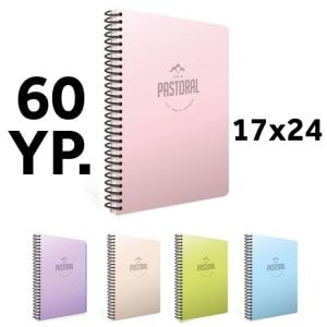 Gıpta Pastoral 17x24 60 yp Çizgili Spiralli Pp Kapak Defter