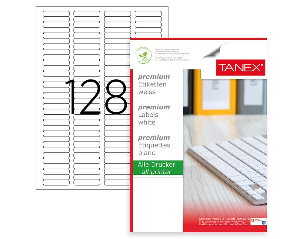 Tanex A4 Lazer Etiket TW-2096 43,2x8,5 mm 100'lü Paket