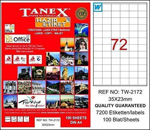 Tanex A4 Lazer Etiket TW-2172 35x23 mm 100'lü Paket