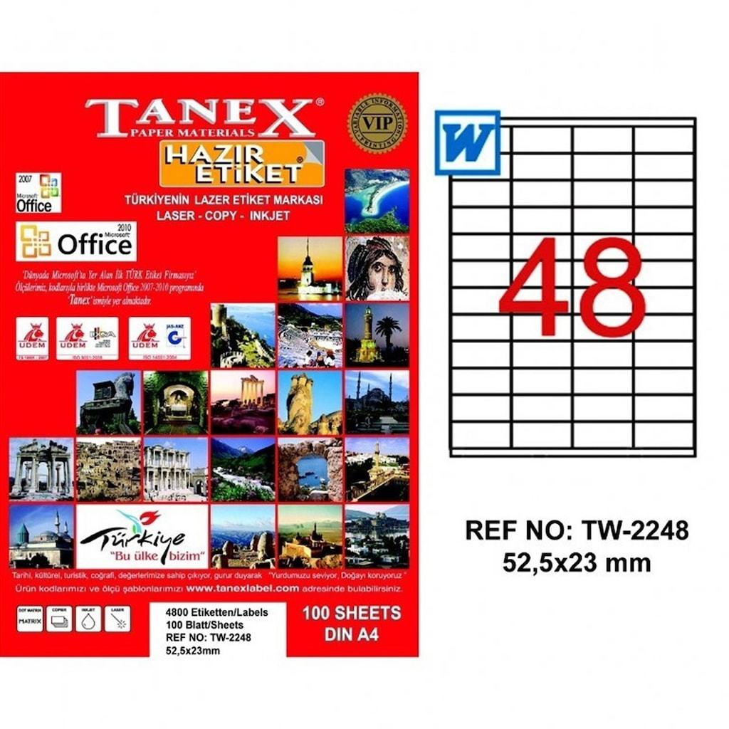 Tanex A4 Lazer Etiket TW-2248 52,5x23 mm 100'lü Paket