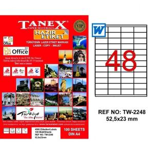 Tanex A4 Lazer Etiket TW-2248 52,5x23 mm 100'lü Paket
