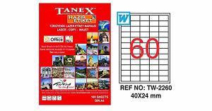 Tanex A4 Lazer Etiket TW-2260 40x24 mm 100'lü Paket
