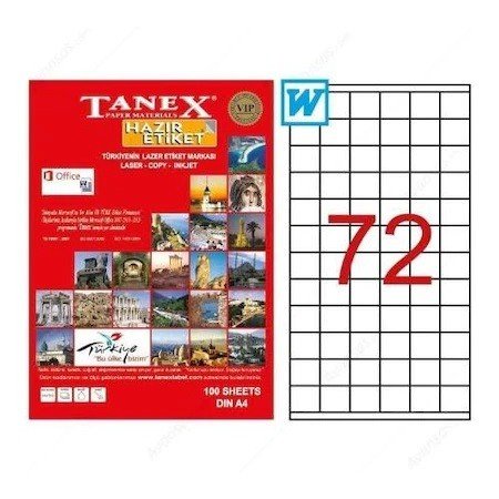 Tanex A4 Lazer Etiket TW-2272 35x23,3 mm 100'lü Paket