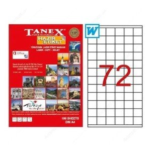 Tanex A4 Lazer Etiket TW-2272 35x23,3 mm 100'lü Paket