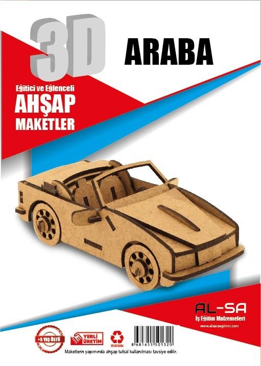 İş Teknik Ahşap Maket 3d Araba