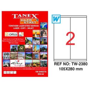 Tanex A4 Lazer Etiket TW-2380 105x280 mm 100'lü Paket