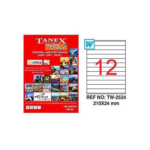 Tanex A4 Lazer Etiket TW-2524 210x24 mm 100'lü Paket