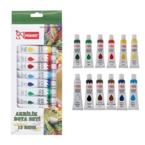 Mikro Su Bazlı Akrilik Boya 12 ml 12 Renk