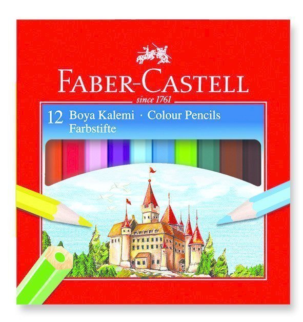 Faber Castell Kuru Boya Kalemi Karton Kutu 12 Renk Yarım Boy
