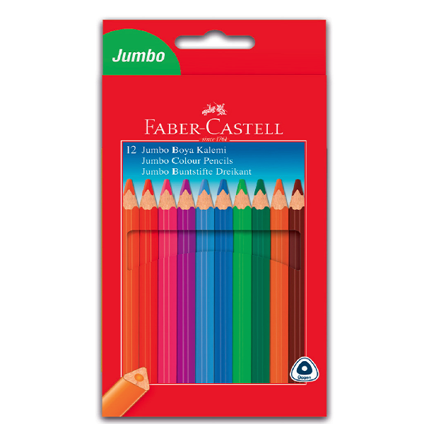 Faber Castell Jumbo Üçgen Kuru Boya Kalemi 12 Renk