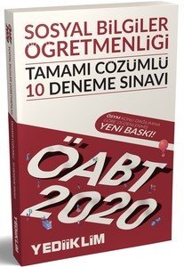 Yediiklim Yayınları 2020 KPSS ÖABT Sosyal Bilgiler Öğretmenliği Tamamı Çözümlü 10 Deneme Sınavı