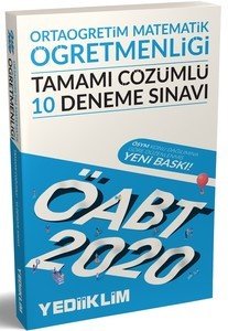 Yediiklim Yayınları 2020 KPSS ÖABT Ortaöğretim Matematik Öğretmenliği Tamamı Çözümlü 10 Deneme Sınavı