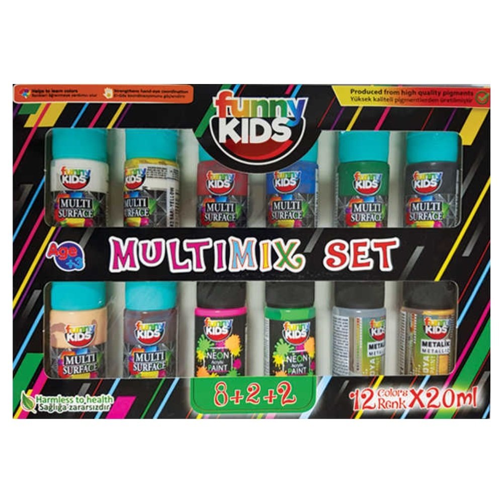 Funny Kids Multimix 8+2+2 Akrilik Boya Seti 12'li