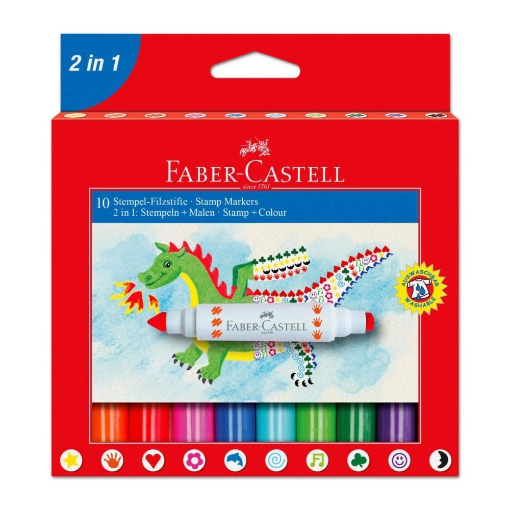 Faber Castell 2in1 Jumbo Keçeli Kalem Damgalı 10 Renk