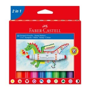 Faber Castell 2in1 Jumbo Keçeli Kalem Damgalı 10 Renk