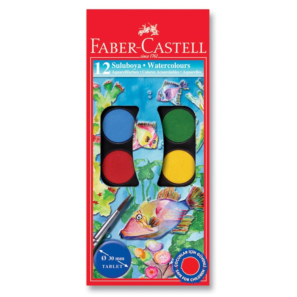 Faber Castell Sulu Boya 12 Renk Büyük Boy