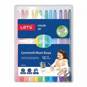 Let's Çevirmeli Mum Boya 12 Renk Rolling Crayon