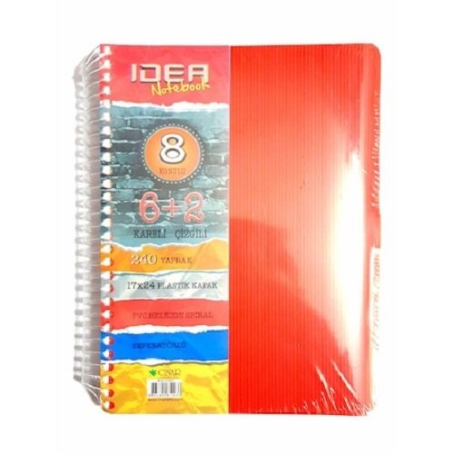Çınar Okul Defteri Idea 6+2 Seperatörlü Kareli-Çizgili 240 YP