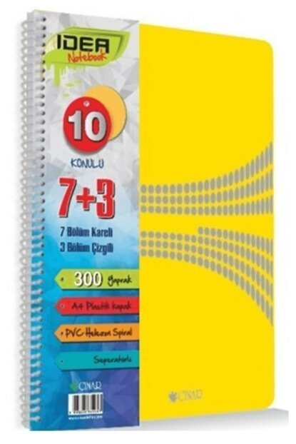 Çınar Okul Defteri Idea 7+3 Seperatörlü Kareli-Çizgili 300 YP
