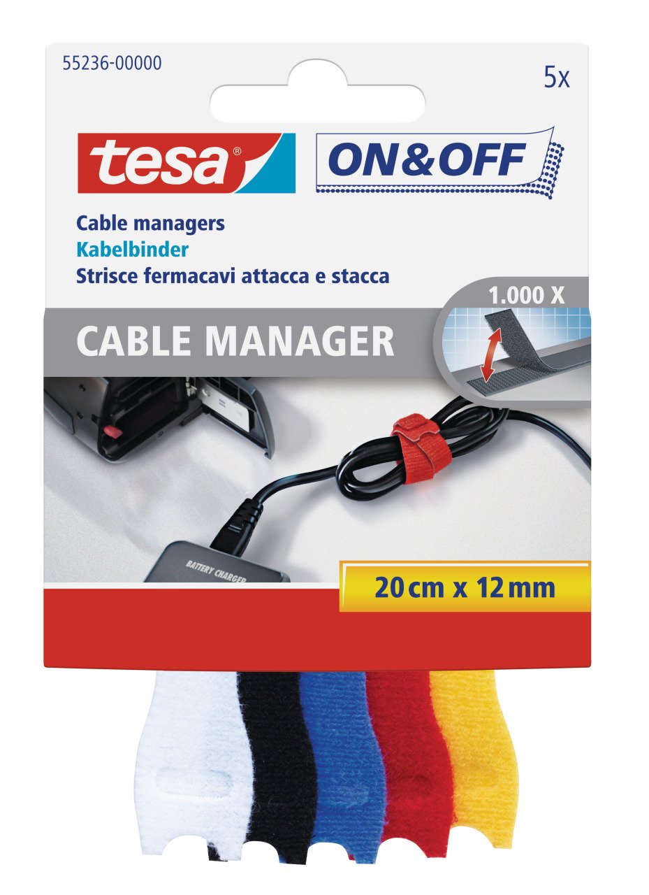 Tesa Kablo On & Off Organizatörü Renkli 5'li