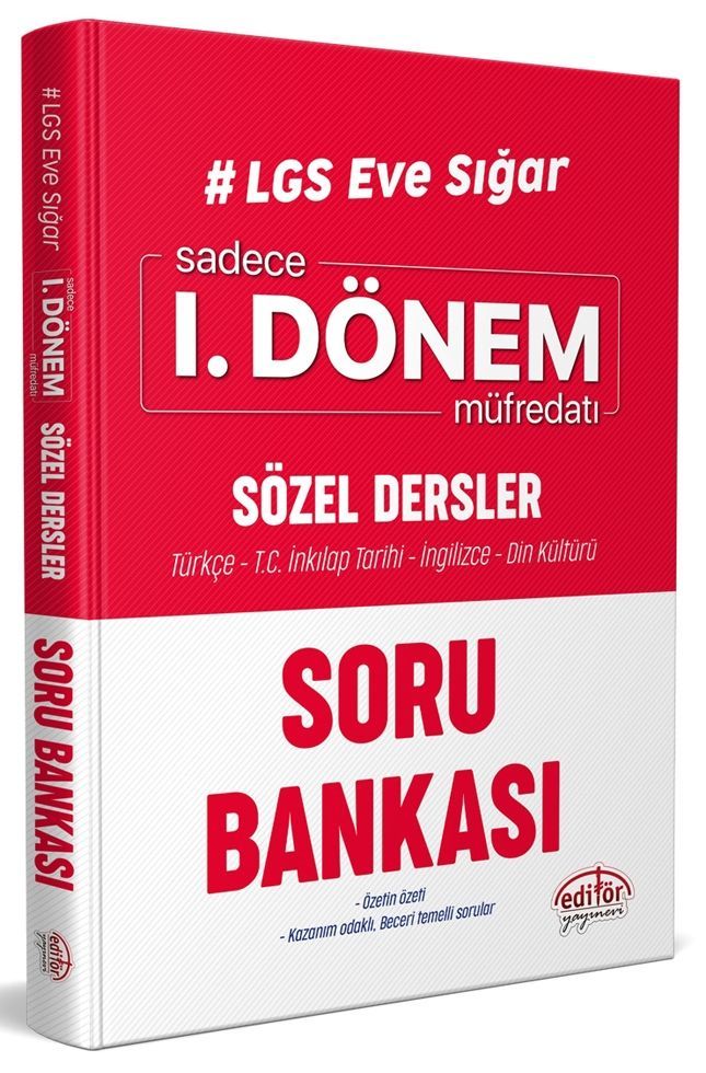 Editör Yayınları 8. Sınıf LGS Eve Sığar Sözel Dersler 1. Dönem Müfredatı Soru Bankası
