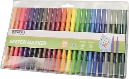 Gıpta Sketch Marker Fırça Uç+Finelıner Pvc Çantalı 24 Renk