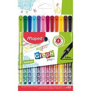 Maped Graph Peps Desenli Keçeli Kalem 12'li 0.8mm