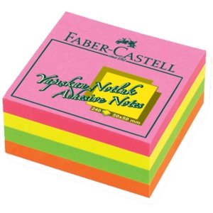 Faber Castell Yapışkanlı Not Kağıdı 50x50 mm Karışık Fosforlu Renkli Mini Küp