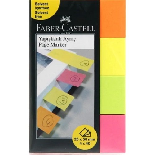 Faber Castell Yapışkanlı Not Kağıt Ayraç 20x50 mm 4x40 Sayfa