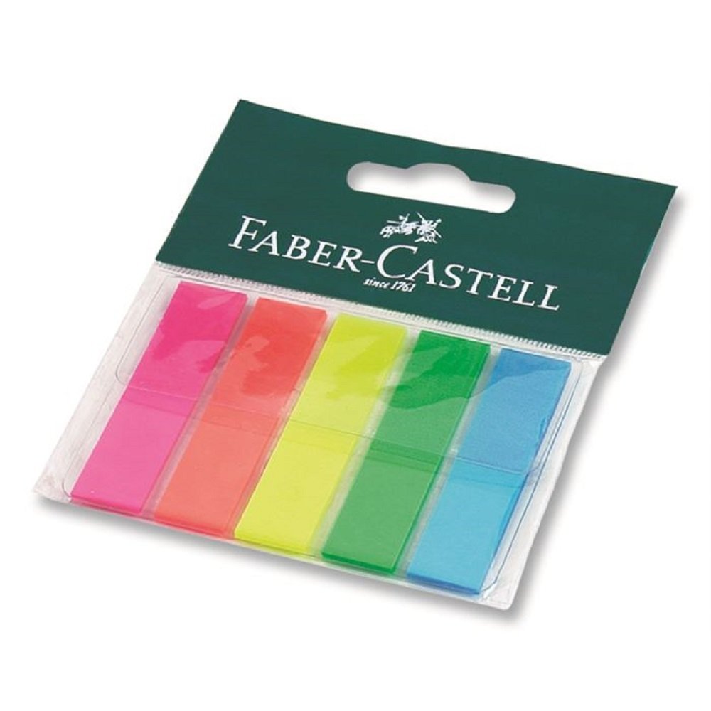 Faber Castell Yapışkanlı Not Plastik Ayraç 12x50 mm 5x25 Sayfa