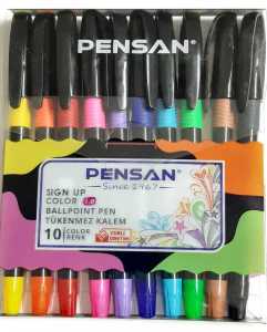 Pensan Renkli Tükenmez Kalem Seti 10'lu