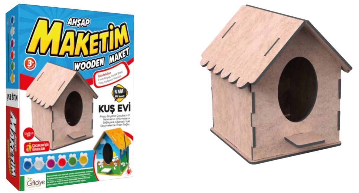 Giftölye 3D Ahşap Eko Kuş Evi