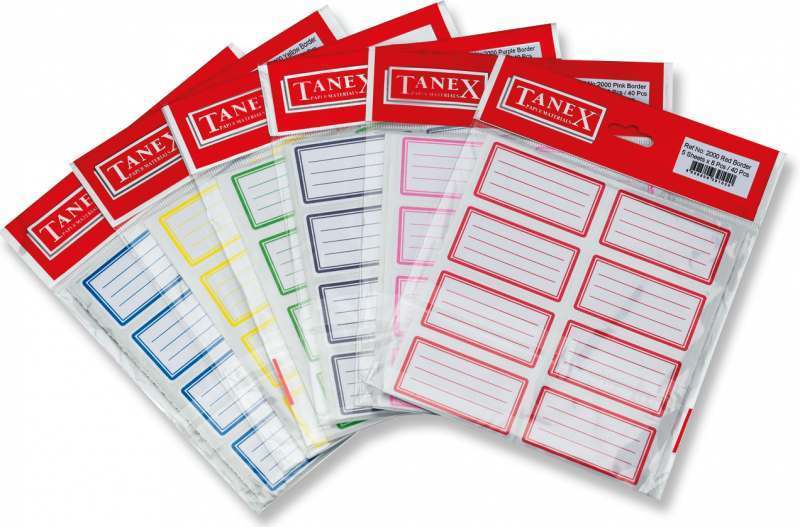 Tanex Okul Etiketi Bordürlü Kırmızı Çift Sıra 5'Li Paket