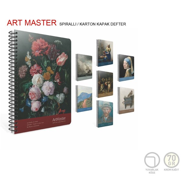 Gıpta Art Master Spiralli Karton Kapak 19x26 cm Çizgili 100 yp