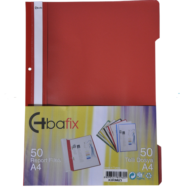 Bafix Telli Dosya Plastik XL Kırmızı A4 Tekli