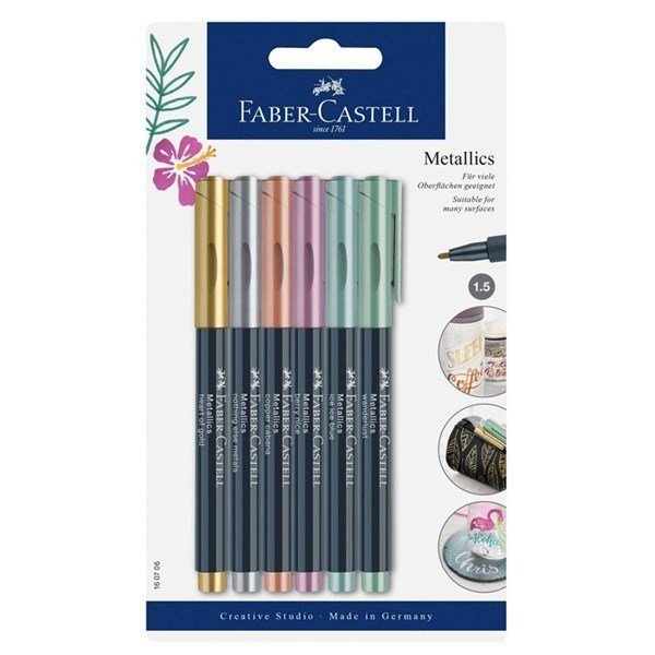 Faber Castell Metalik Renk Keçe Uçlu Markör Kalem 6'lı Set