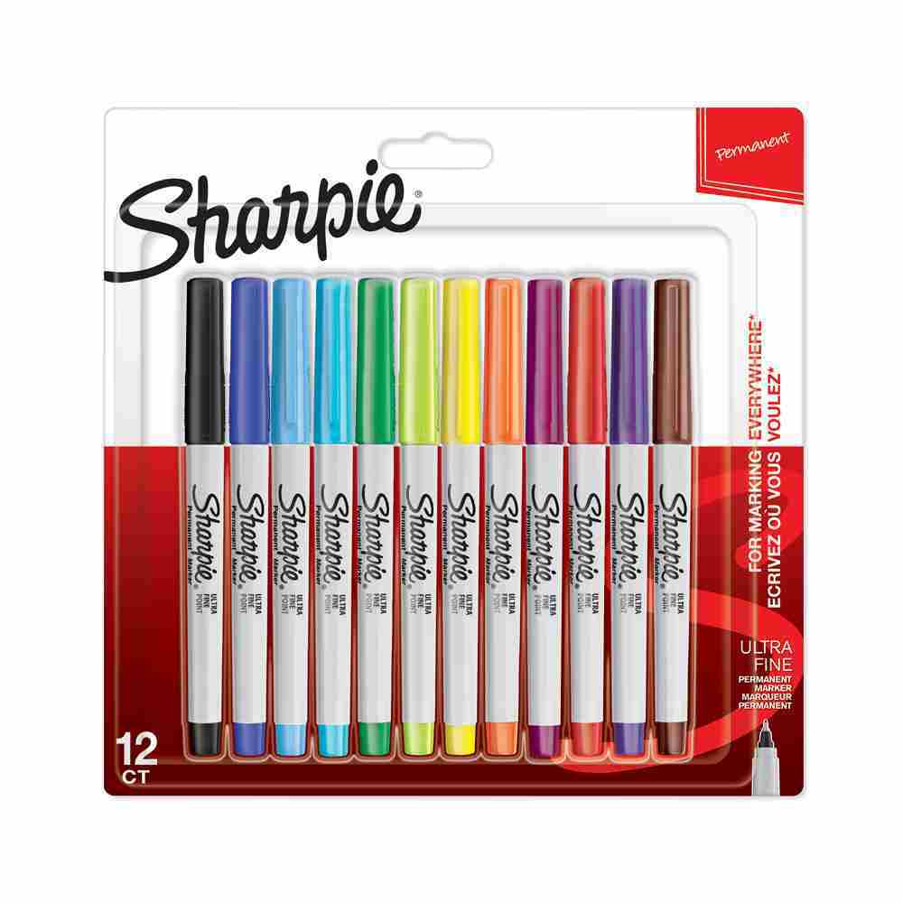 Sharpie Ultra Fine Permanent Markör Standart 12 Renk