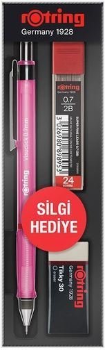 Rotring Visuclick Versatil Uçlu Kalem Seti 0.5 mm Kalem+Silgi+Uç Pembe
