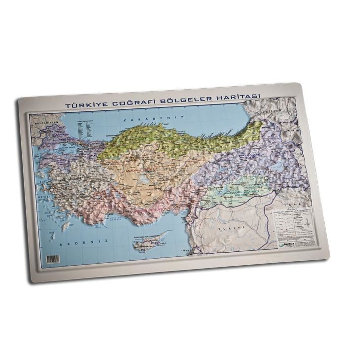 Gürbüz Kabartma Harita Türkiye Bölgeler 35x50