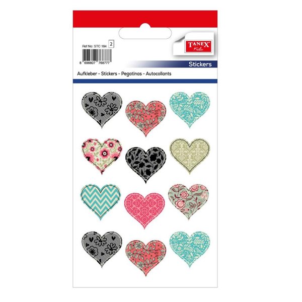 Tanex Etiket Stickers Kalp-4 2 Adet STC-184