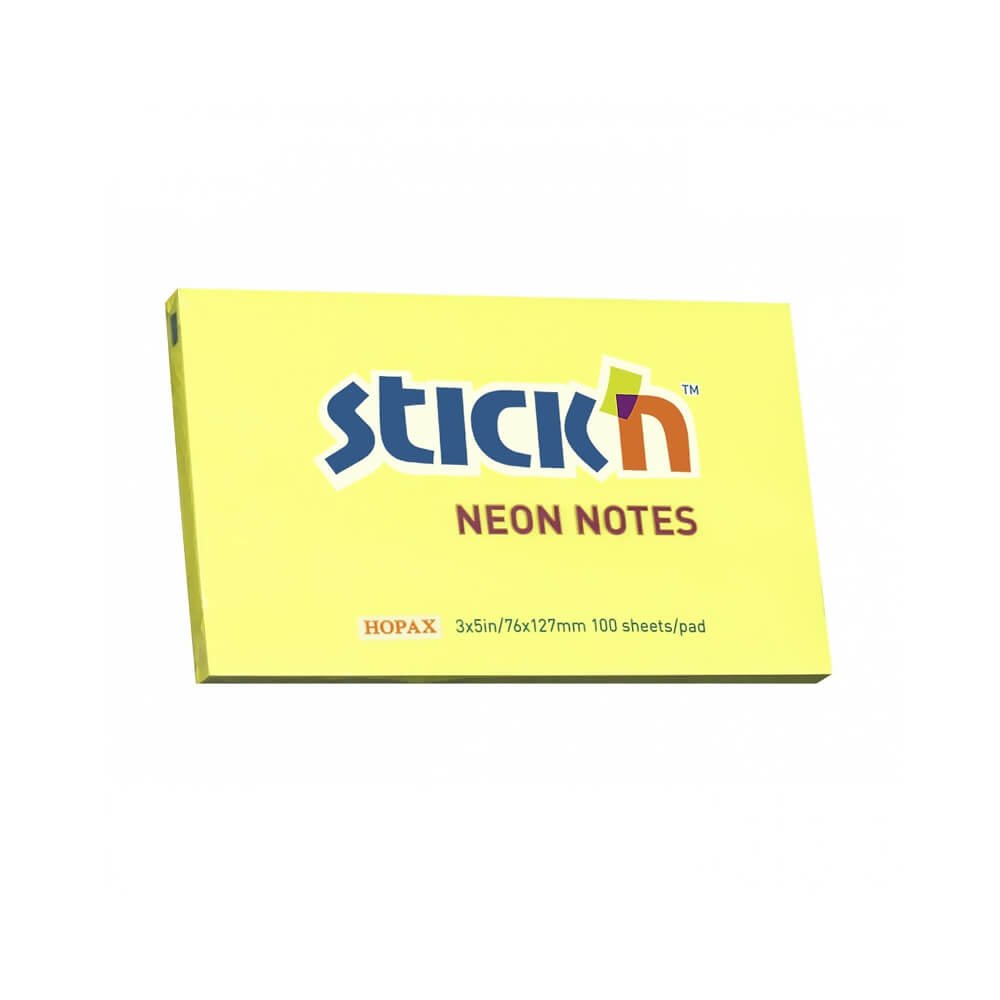 Hopax Stick'n 76x127 Yapışkanlı Not Kağıdı Neon Sarı 100yp