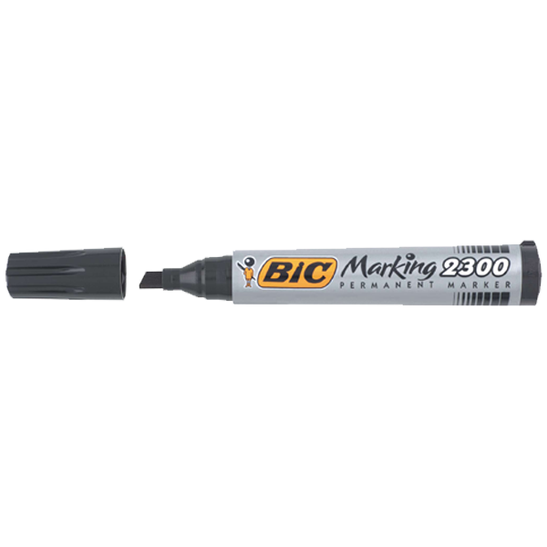 Bic Markör Permanent Kesik Uçlu Siyah