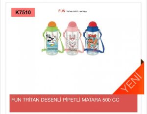 Gıpta Matara Fun Tritan Desenli Pipetli 500 CC